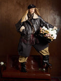 Vintage Shearling Collar Quilted Leather Jacket