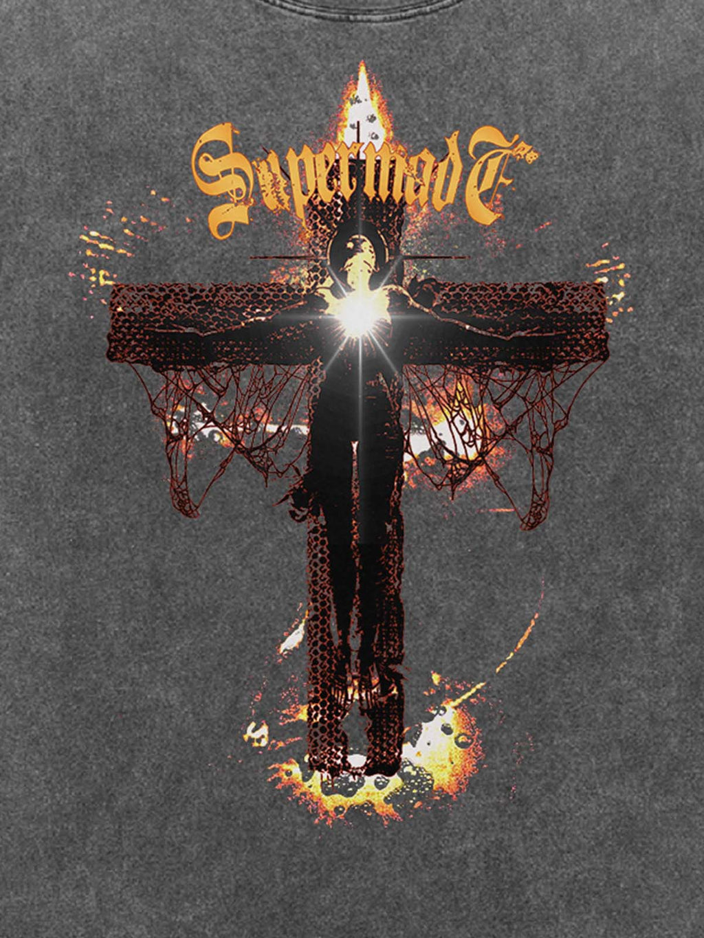 Washed Gothic Cross Graphic T-Shirt