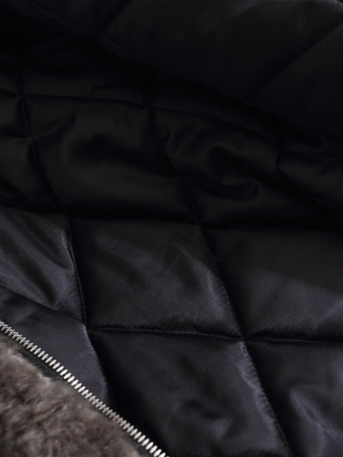 Retro Suede Texture Shearling Collar Fleece Bomber Jacket