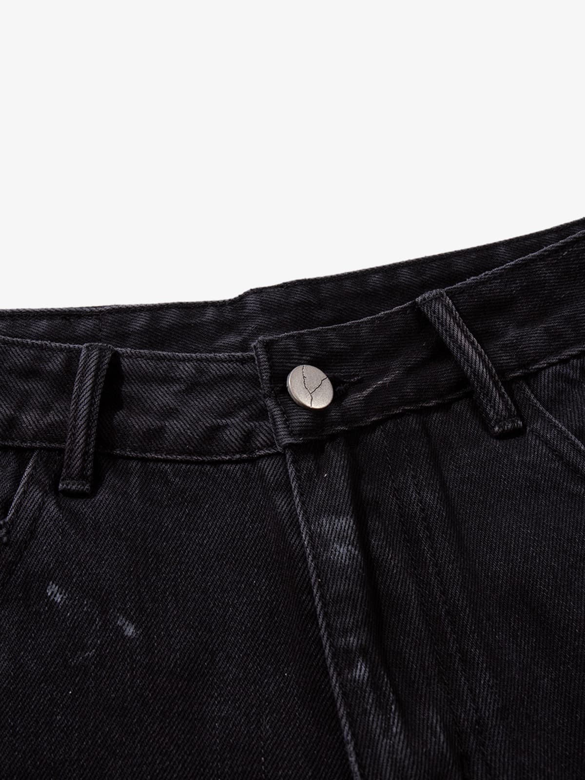Retro Rhinestone Graffiti Washed Straight Jeans