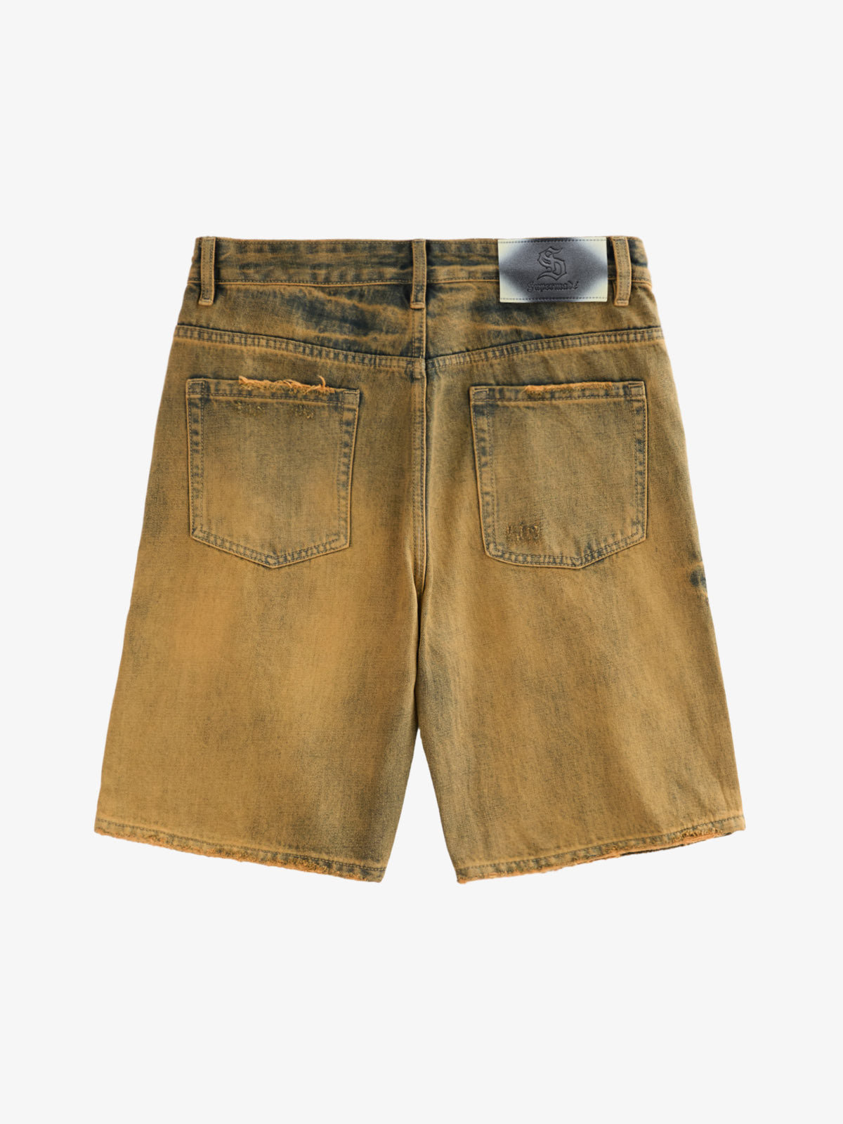 Burnt Orange Distressed Denim Shorts
