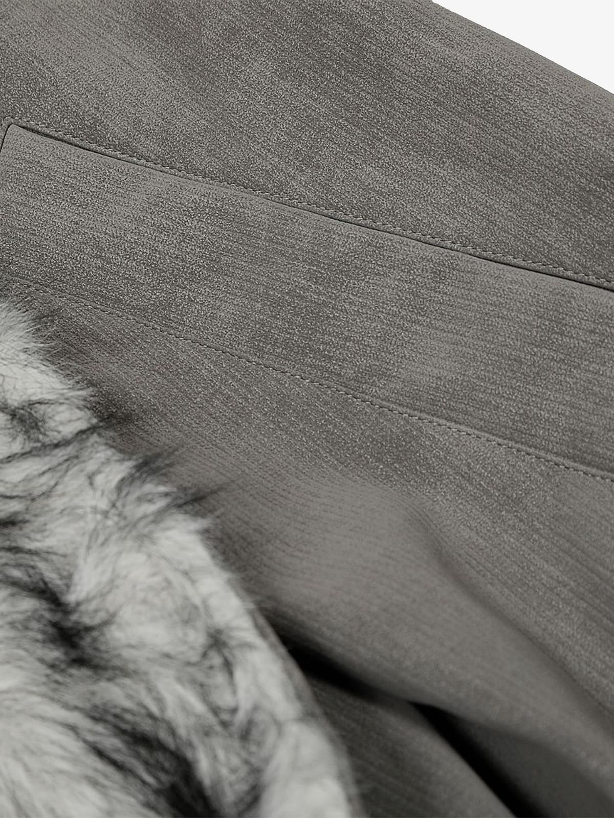 Vintage Dual-layer Collar Fleece-lined Zipper Jacket