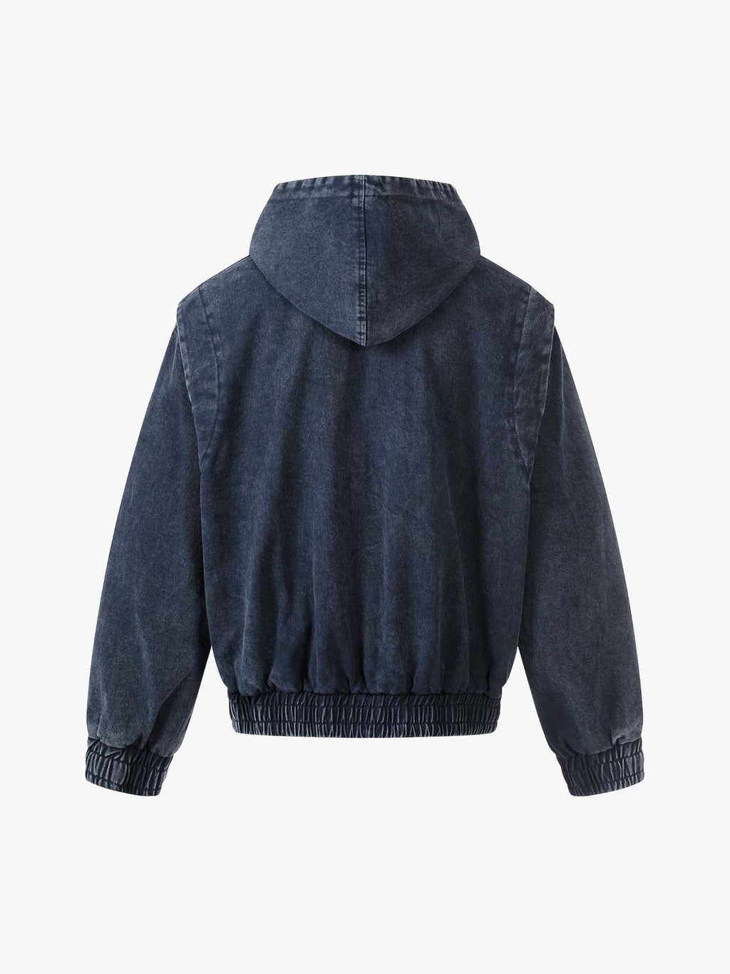 Washed Denim Metal Toggle Clasp Hooded Jacket