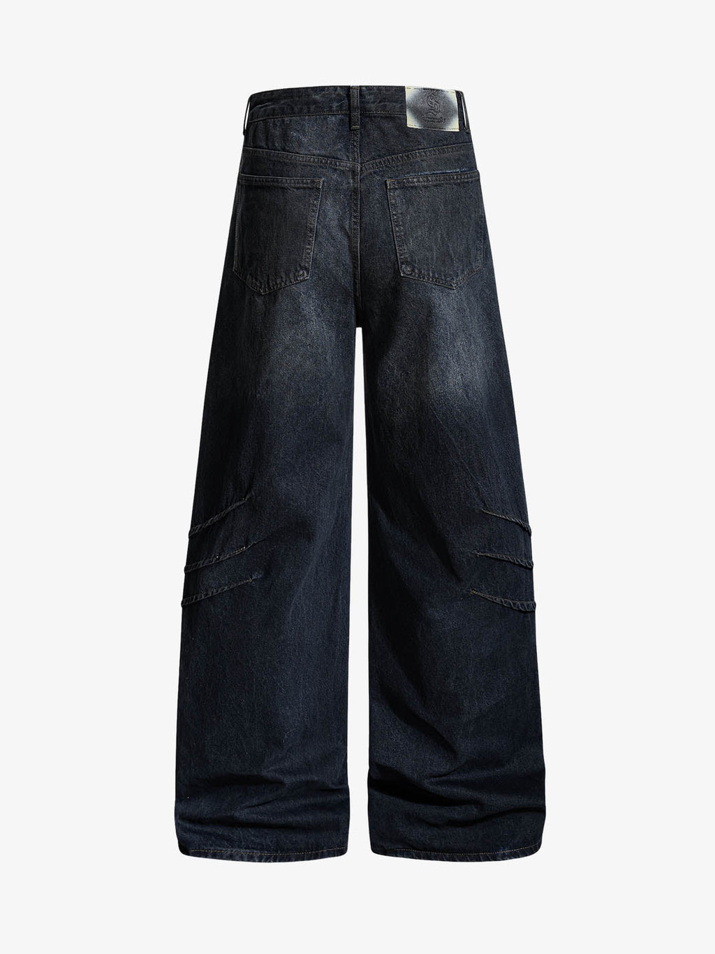 Washed Pleated Baggy Jeans