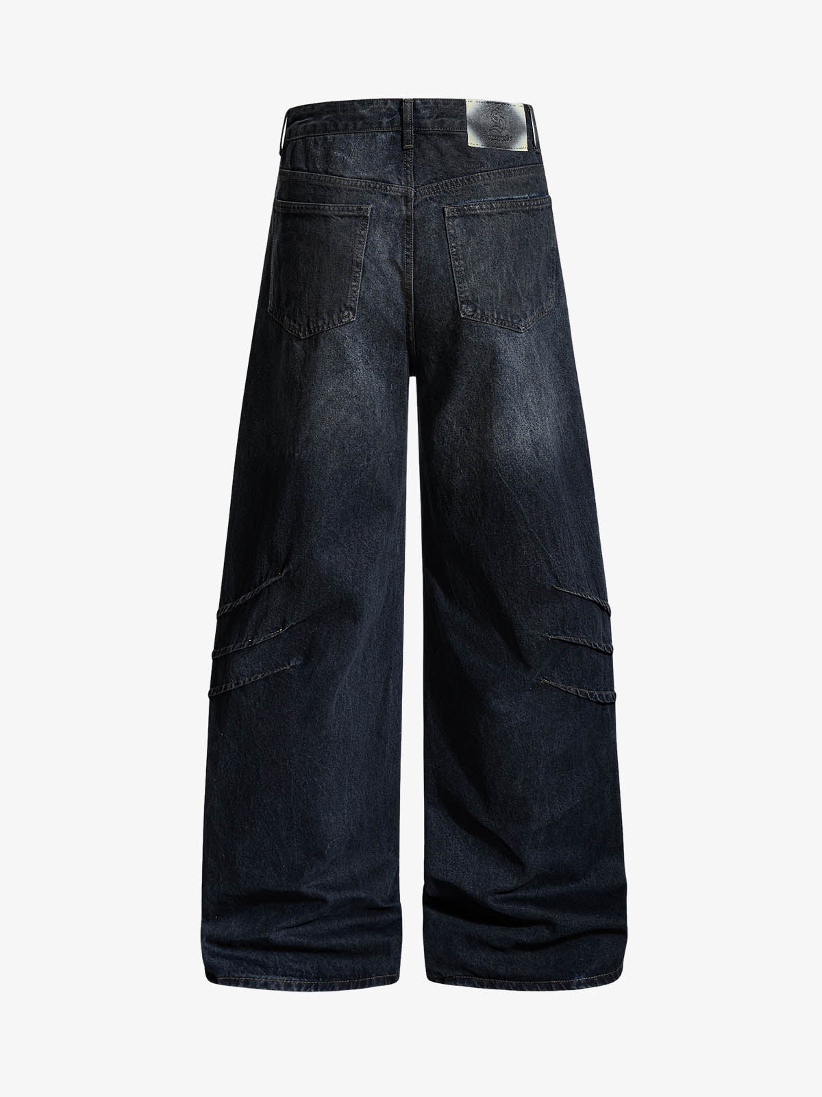 Washed Pleated Baggy Jeans