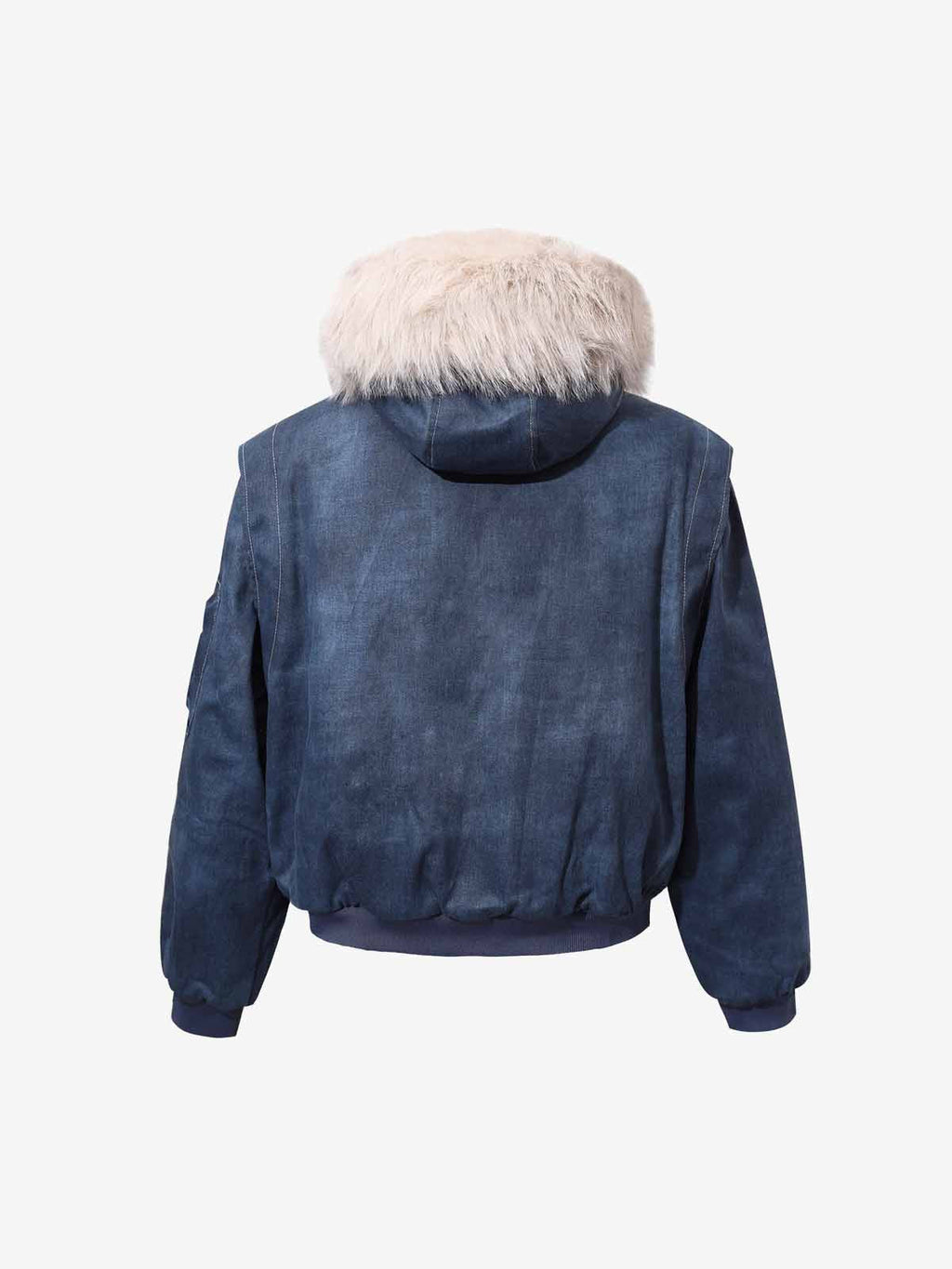 Washed Patchwork Contrast Bomber Jacket