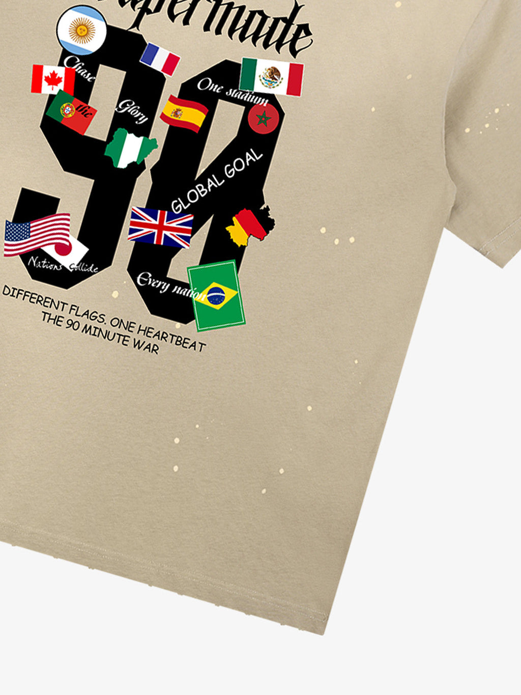 Washed 90 Flags Soccer Graphic T-Shirt