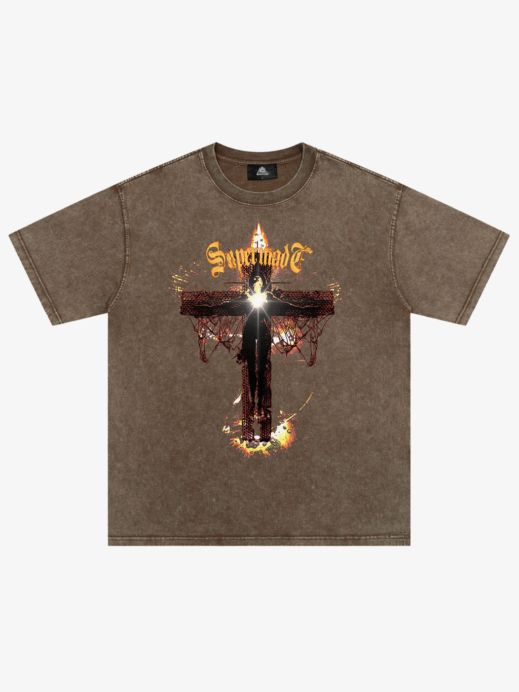 Washed Gothic Cross Graphic T-Shirt