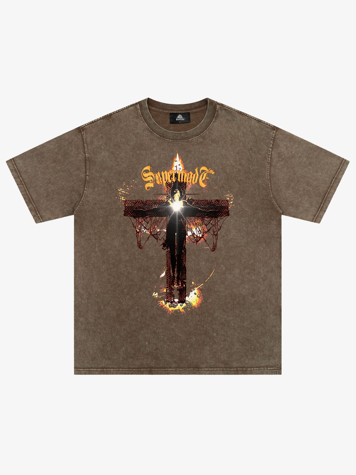 Washed Gothic Cross Graphic T-Shirt