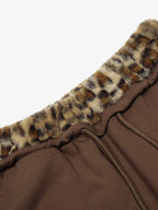 Retro Double-Waist Leopard Patch Barrel Pants - 2564