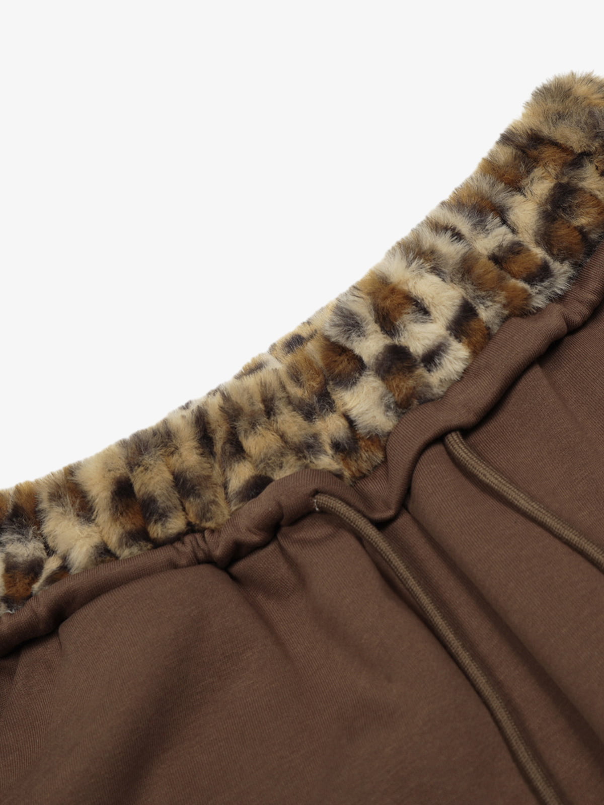 Retro Double-Waist Leopard Patch Barrel Pants - 2564