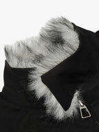 Vintage Stand Collar Fur Lined Bomber Jacket
