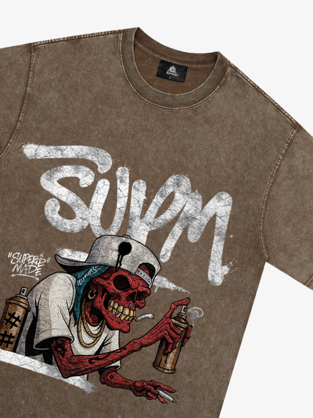 Street Trendy Skull Spray-Paint Graffiti Master T-Shirt