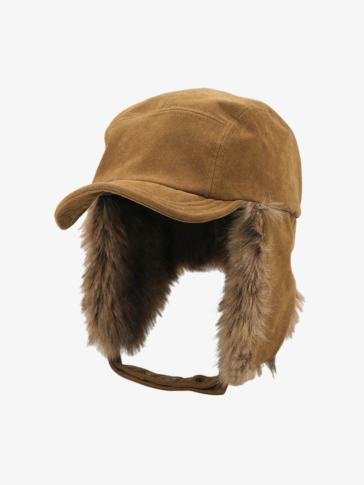 Faux Fur Earflap Suede Trapper Hat