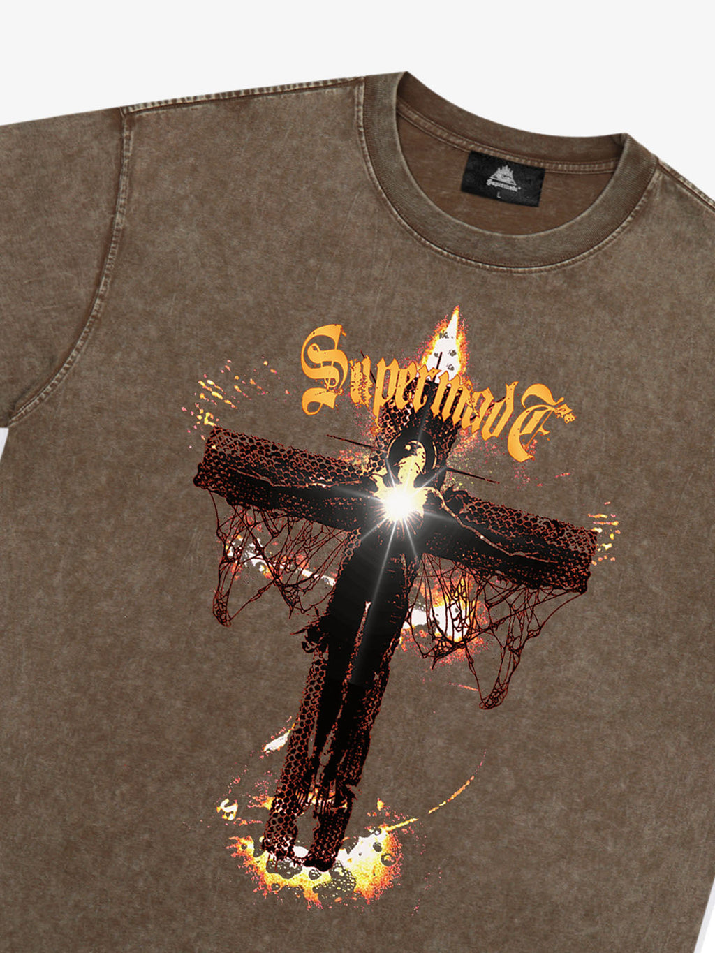 Washed Gothic Cross Graphic T-Shirt