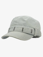 Distressed Stud Detail Cotton Flat Top Cap