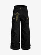 Vintage Utility Studded Cross Straight Leg Pants