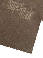 Washed Gothic Letter Imitation Diamond T-Shirt