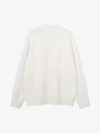 Retro Fuzzy Letter Patch Textured Knit Sweater
