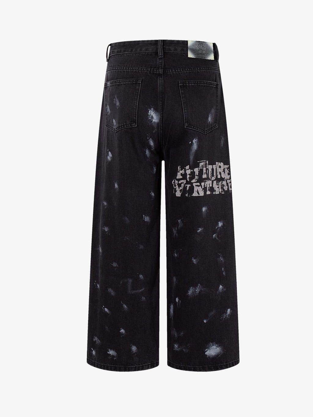 Retro Rhinestone Graffiti Washed Straight Jeans