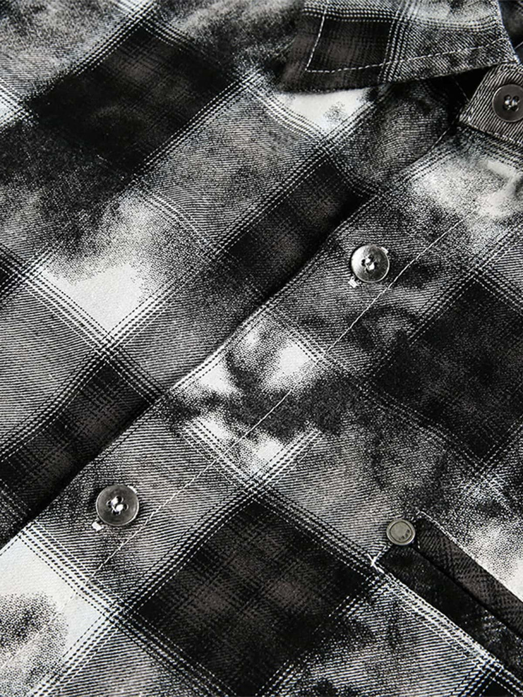 Vintage Wash Plaid Spray Dye Raw Hem Shirt