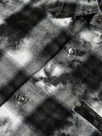 Vintage Wash Plaid Spray Dye Raw Hem Shirt
