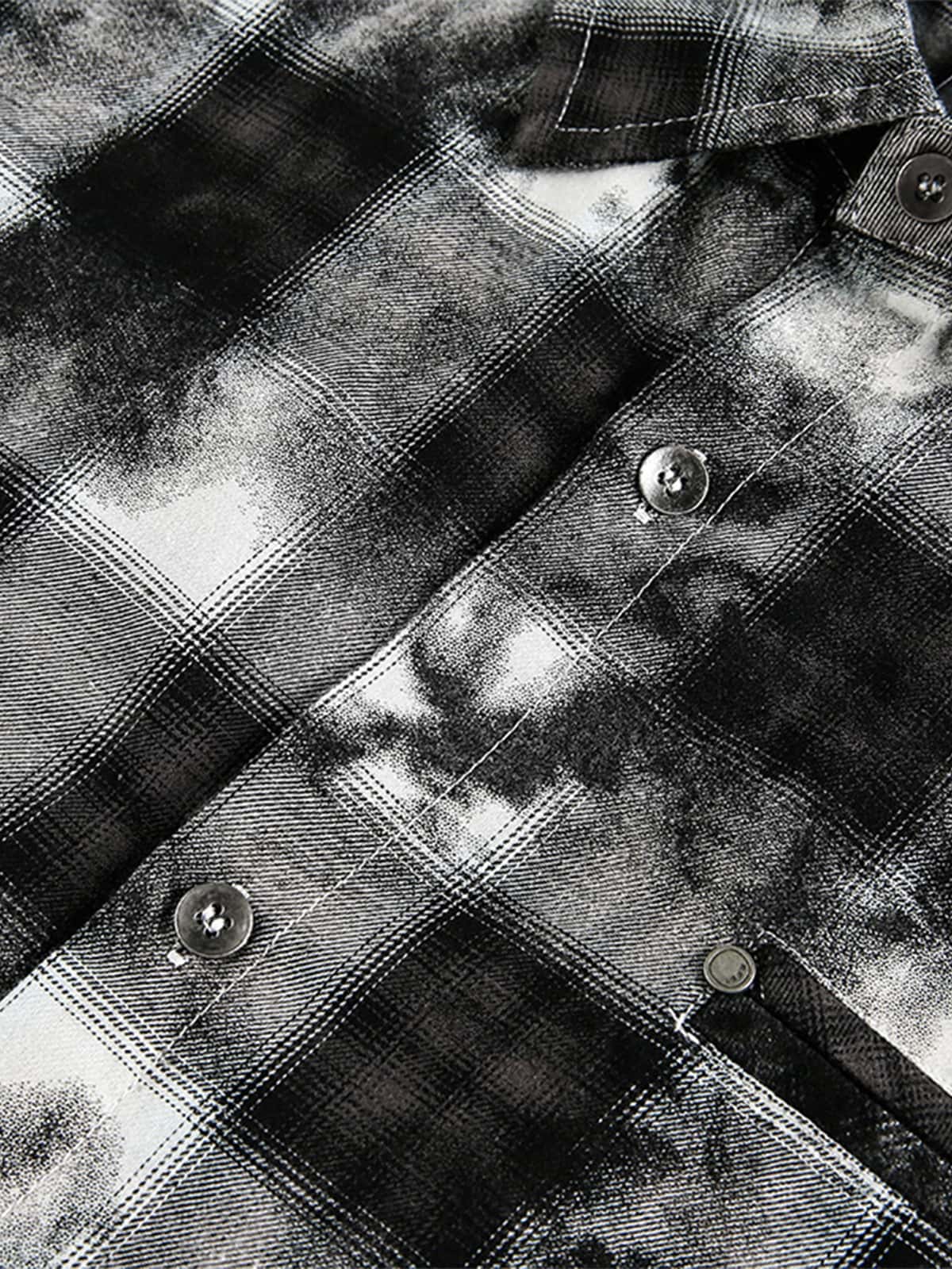 Vintage Wash Plaid Spray Dye Raw Hem Shirt