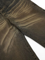 Washed Button Detail Wide Leg Pants