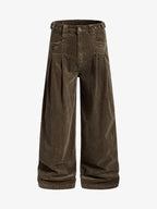 Pleated Corduroy Wide Leg Pants