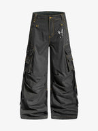 Washed Safety Pin Graphic Cargo Pants