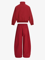 Striped Zip-Up Track Jacket and Wide-Leg Track Pants Set