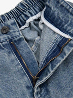 Fun Pattern Hand-Painted Print Denim Washed Jeans