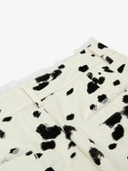 Cow Print Lace Trim Straight Leg Pants