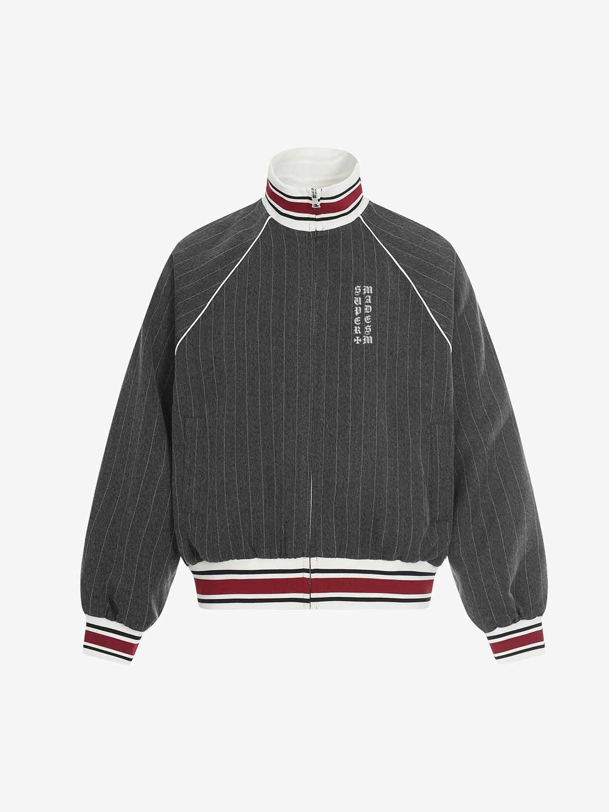 Retro Color-Blocked Striped Stand-Collar Tracksuit
