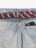 Tie Graphic Print Vintage Wash Wide Leg Denim Jeans