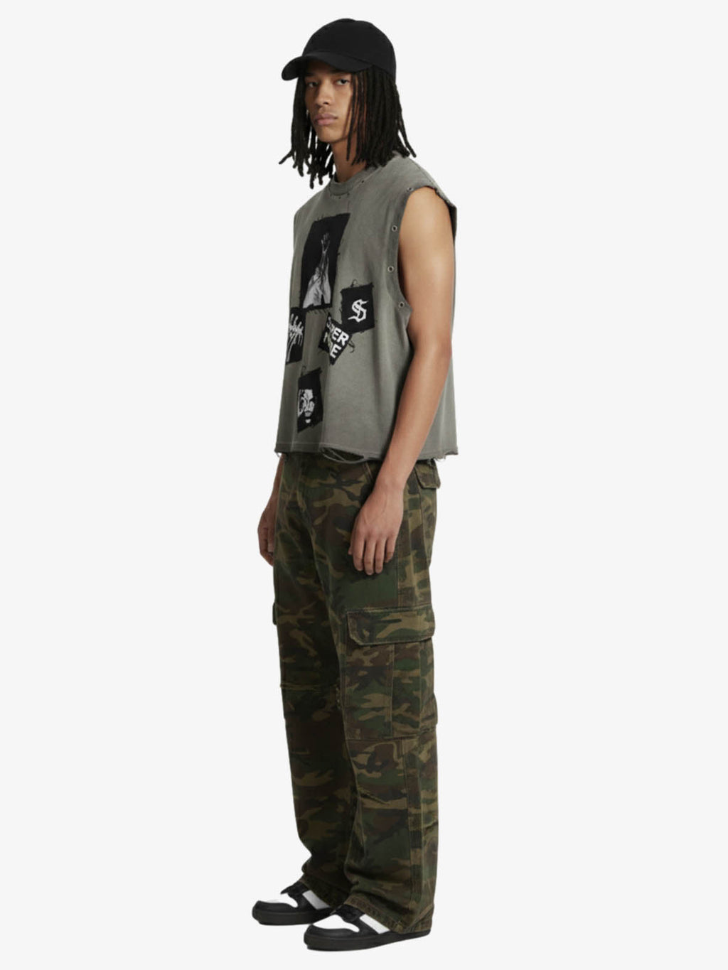 Ripped Graphic Patch Sleeveless Vest