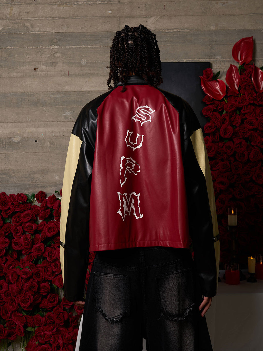 Original Contrast Color Leather Jacket - 2565