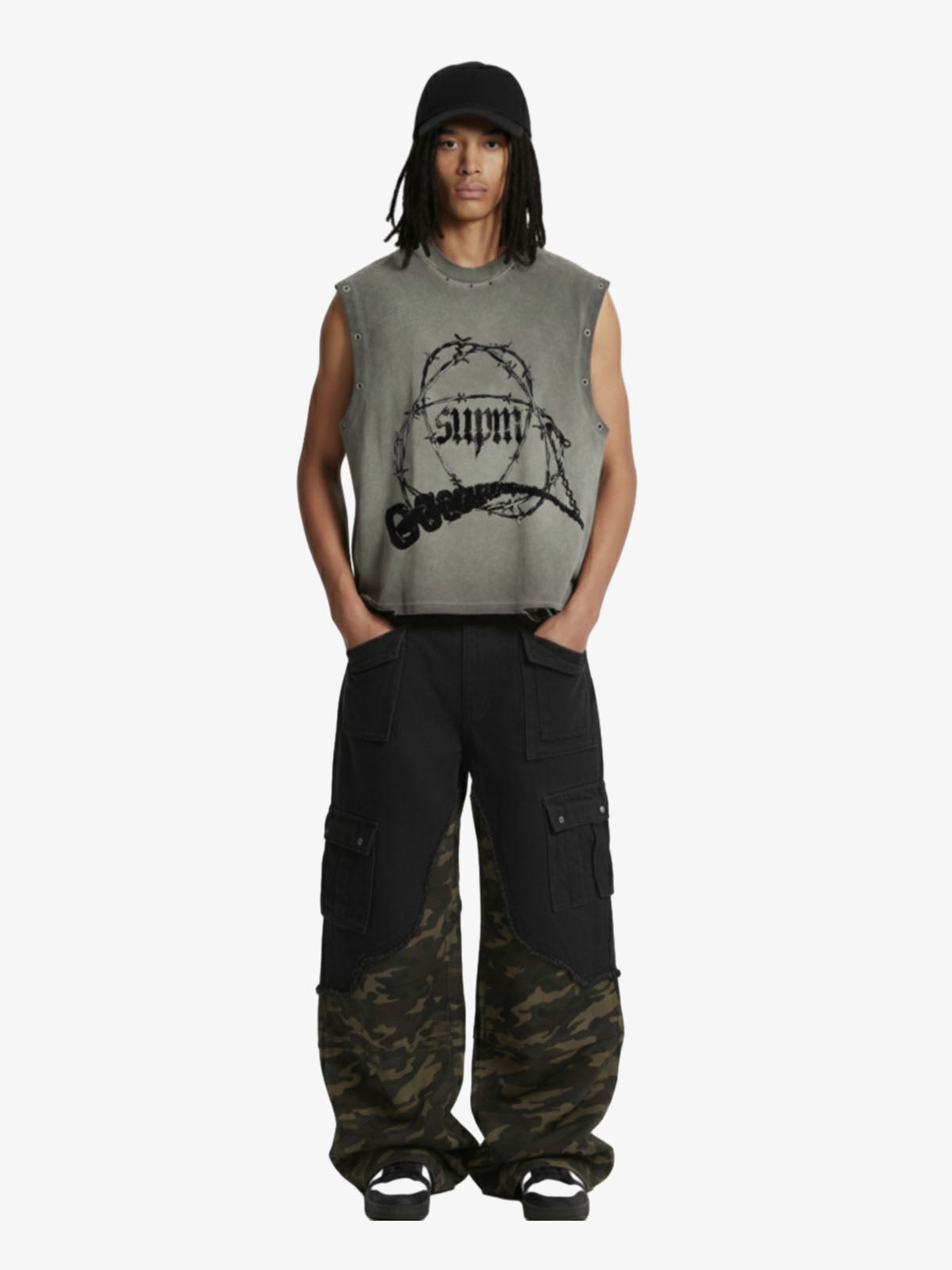 Barbed Wire Chain Graphic Sleeveless Vest