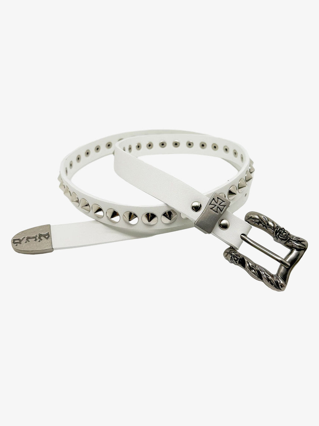 Gothic Cross Studded PU Leather Belt with Alloy Buckle