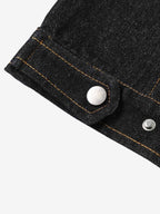 Stand Collar Clasp Detail Denim Jacket