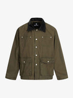 Clean Cut Leather Contrast Collar Pocket Jacket