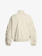 Ruched Sleeve Stand Collar Zip Jacket