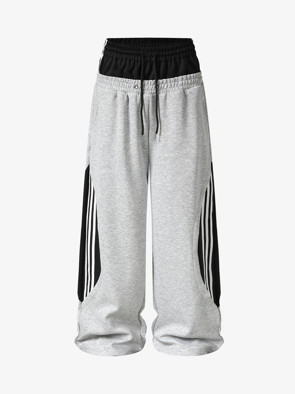 Layered Double-Waistband Wide-Leg Sweatpants