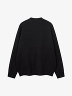Retro Fuzzy Letter Patch Textured Knit Sweater