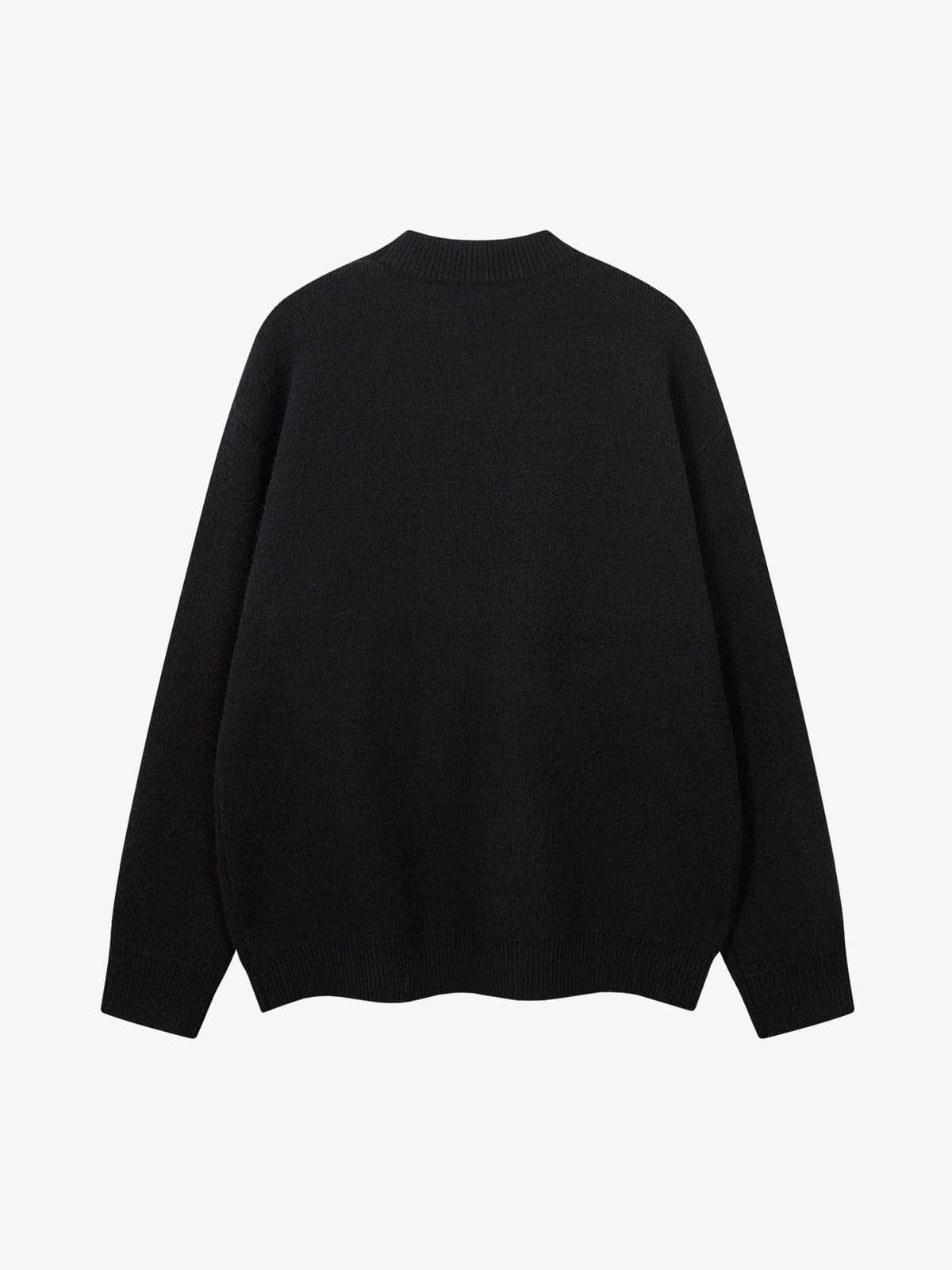 Retro Fuzzy Letter Patch Textured Knit Sweater