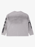 Waffle-Knit Distressed Gradient Print Long T-Shirt