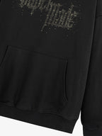 Rhinestone Distressed Letter Graphic Hoodie