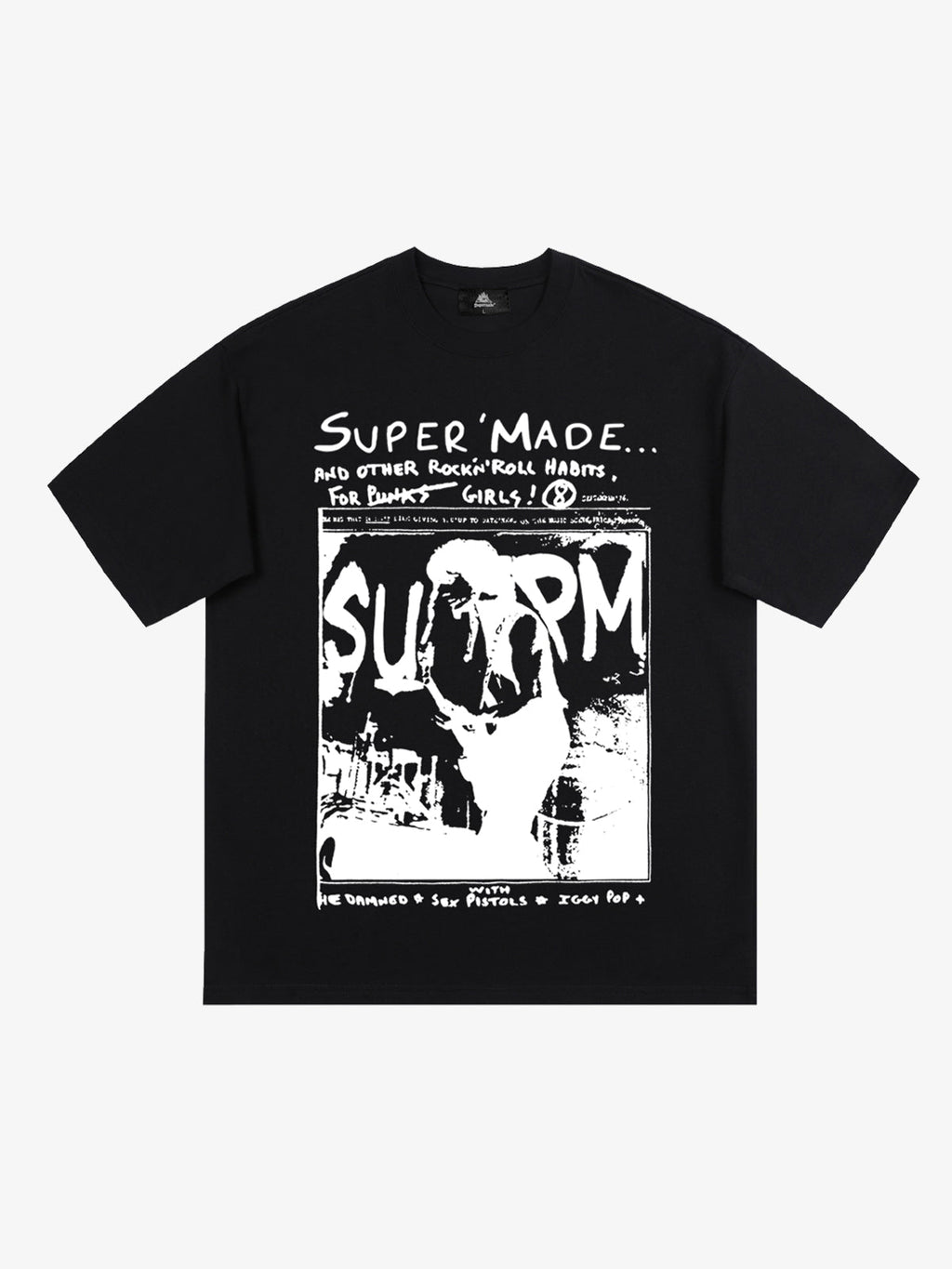 Vintage Washed Punk Graphic Print T-Shirt