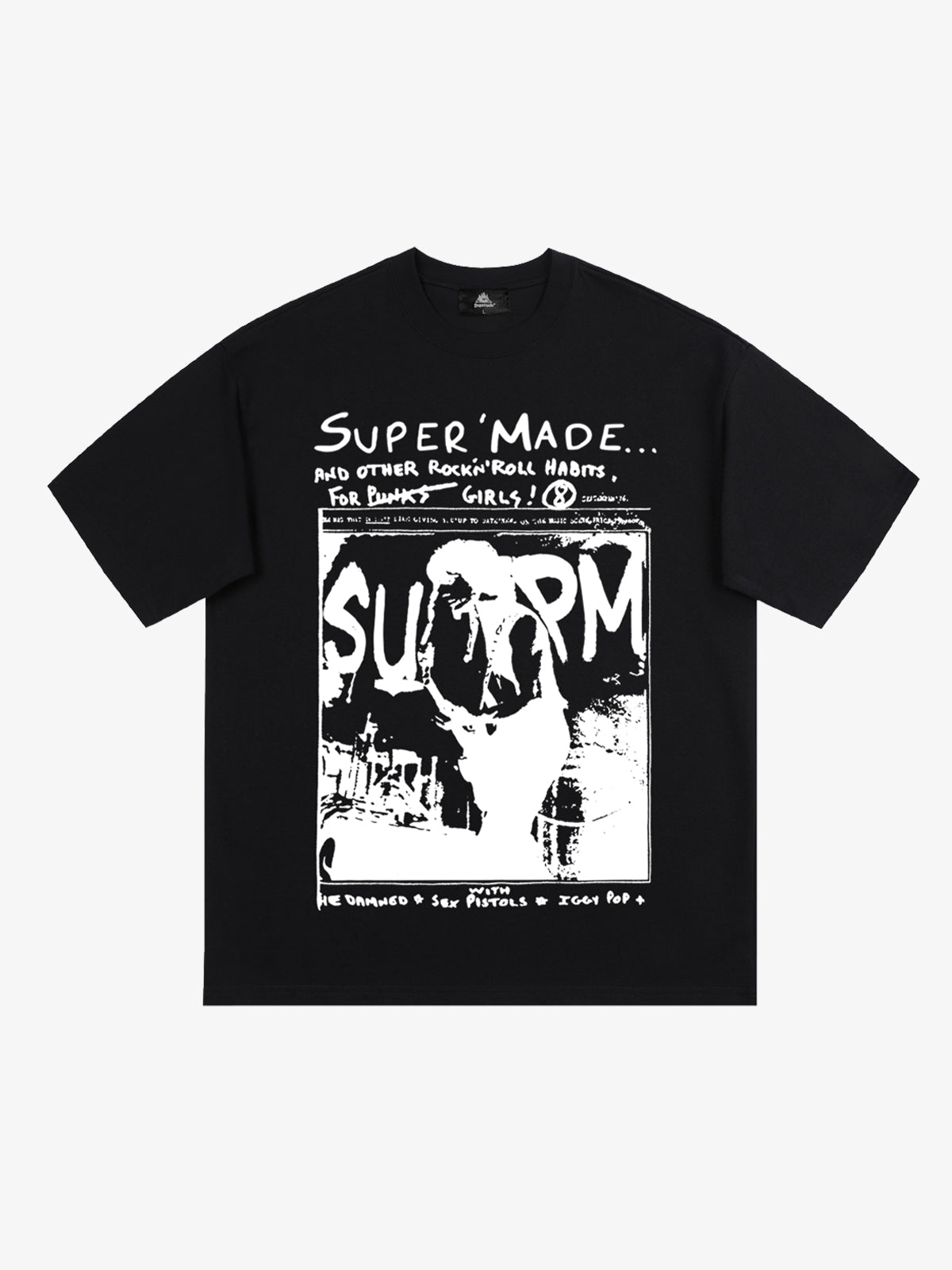 Vintage Washed Punk Graphic Print T-Shirt