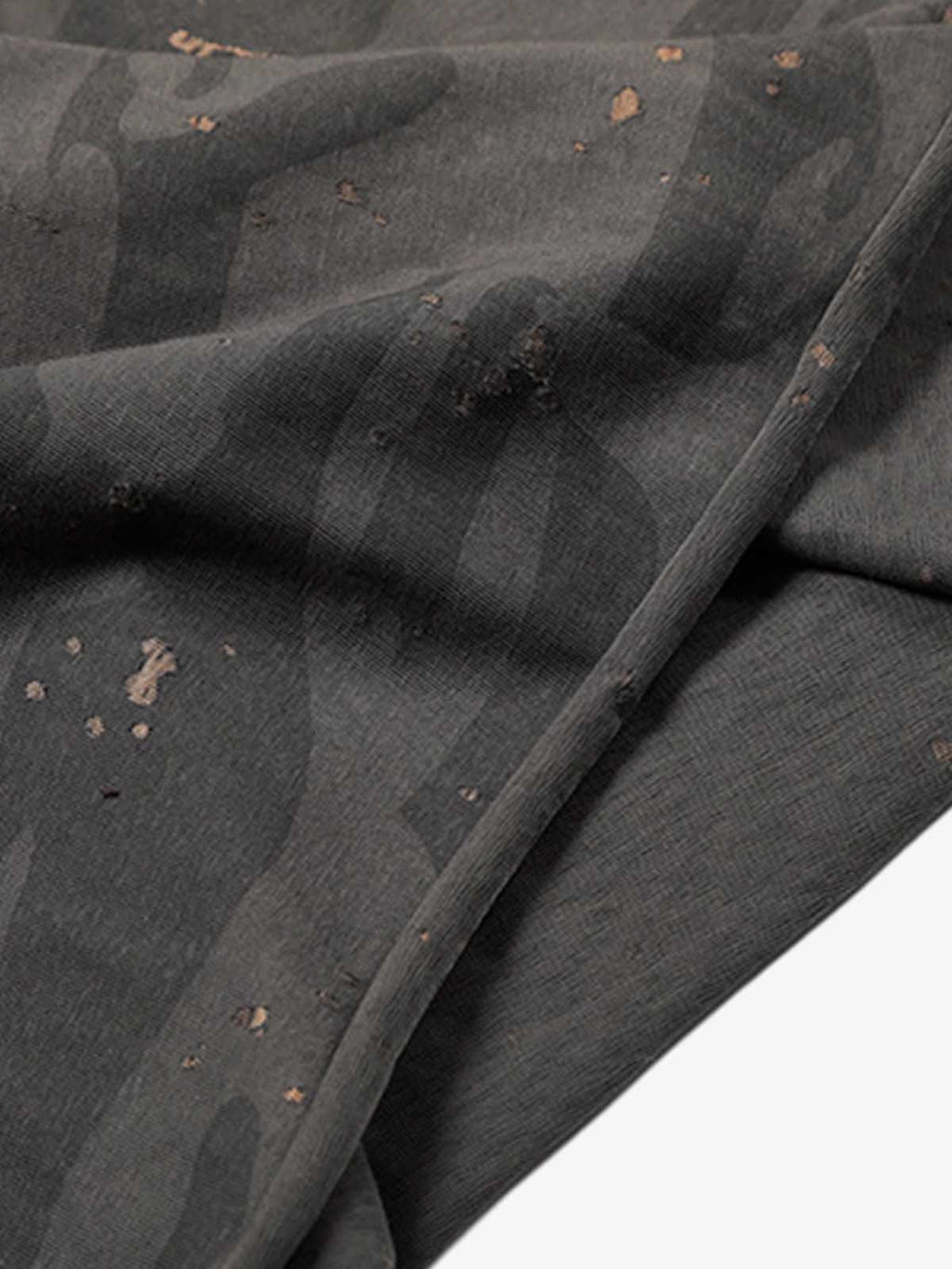 Distressed Camo Paint Splatter V-Neck Henley T-Shirt